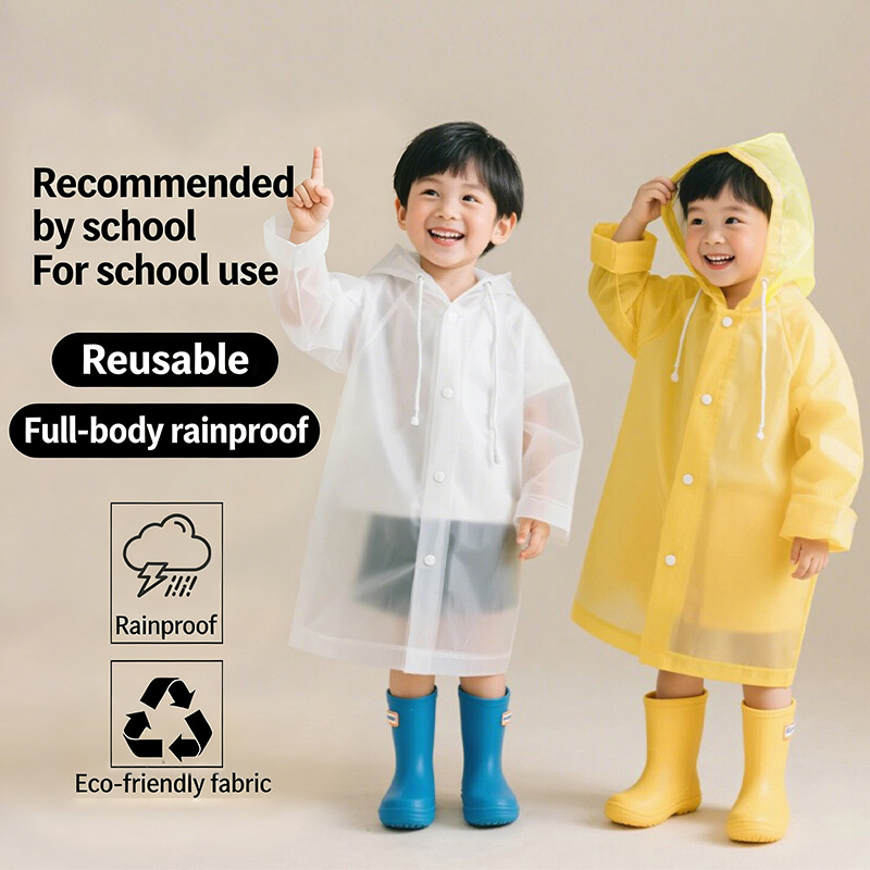 Camping Rain Poncho - Impermeable Desechable para Niños, Poncho Largo