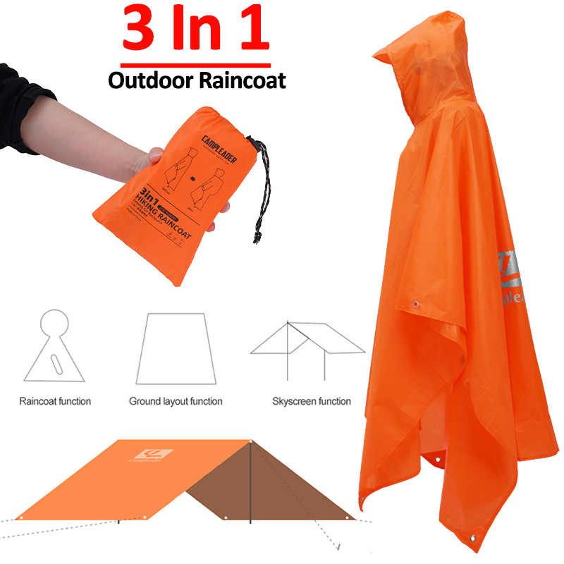 Camping Rain Poncho - Chubasquero 3 en 1 para exteriores,
