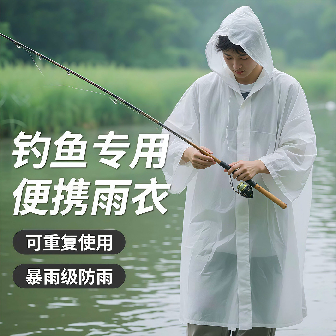 Camping Rain Poncho - Impermeable EVA Reutilizable, Poncho de Lluvia