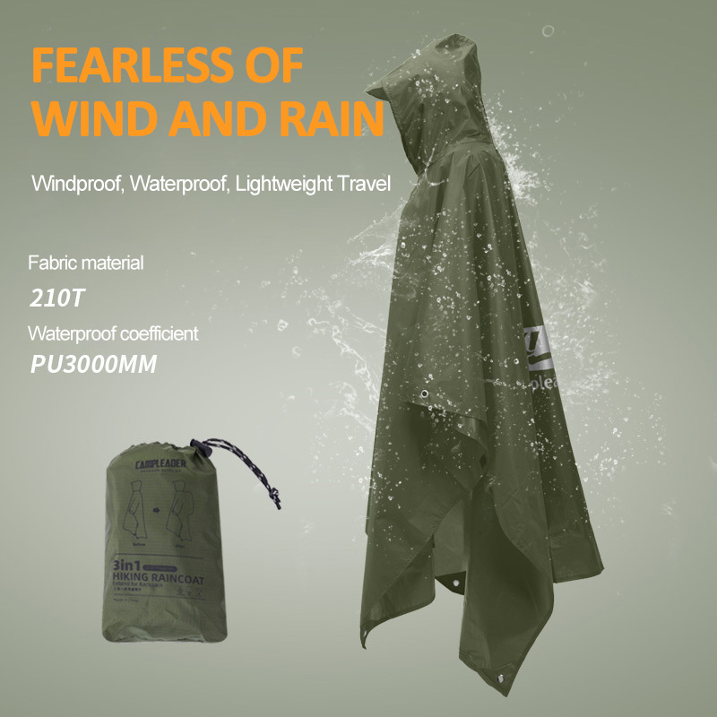 Chubasquero 3 en 1 para exteri - Camping Rain Poncho reseña y precio