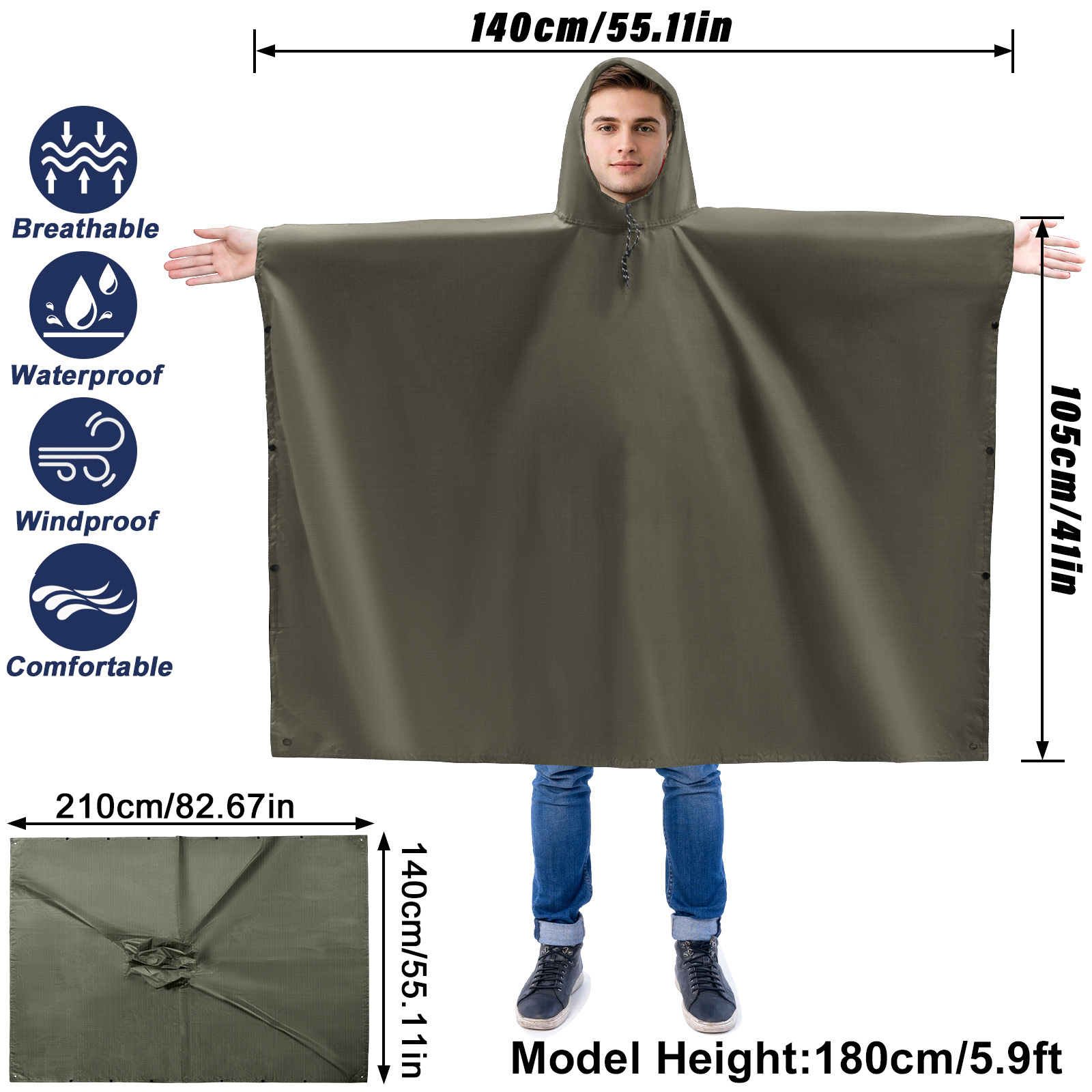 Poncho de lluvia para adultos, - Camping Rain Poncho reseña y precio