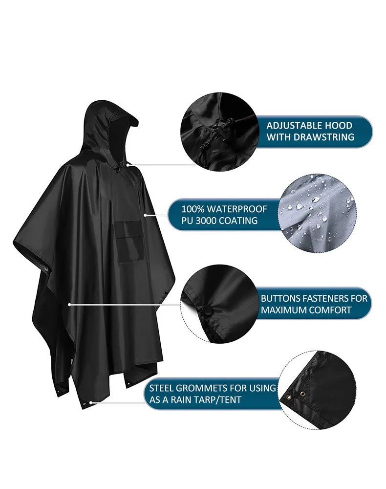 2026 Poncho Impermeable 3 en 1 - Camping Rain Poncho reseña y precio