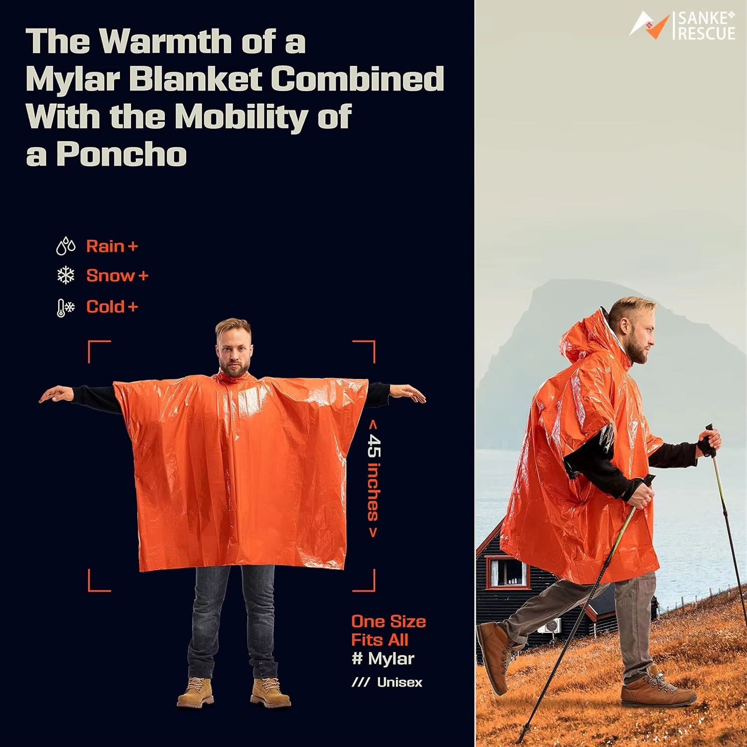 Poncho de Emergencia para Lluv - Camping Rain Poncho reseña y precio