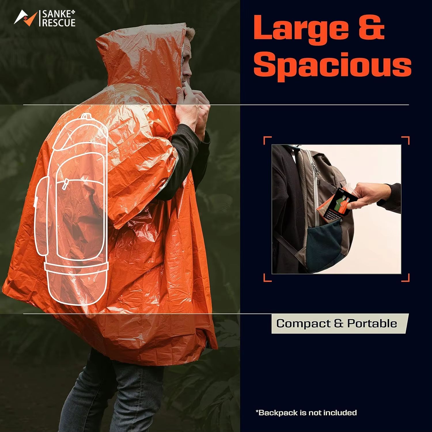 Poncho de Emergencia para Lluv - Camping Rain Poncho reseña y precio